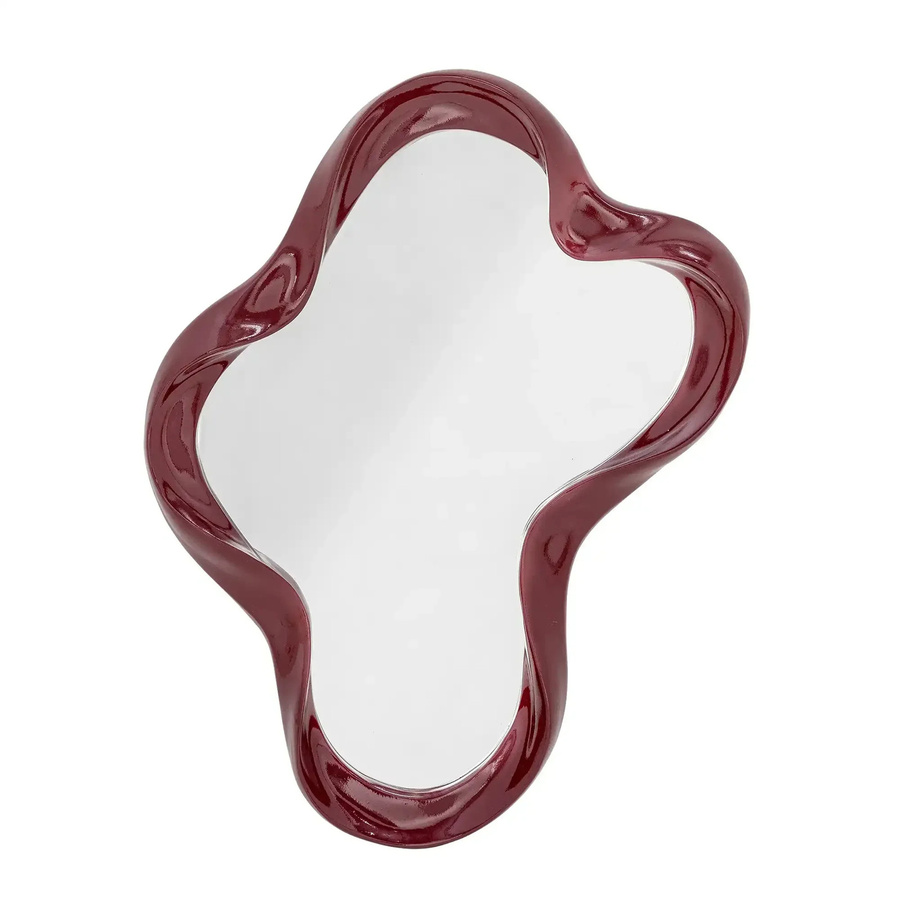 Bloomingville Wandspiegel Violeta aus Polyresin in Rot mit organischer Form, Durchmesser: 61,5 cm - Bild 1