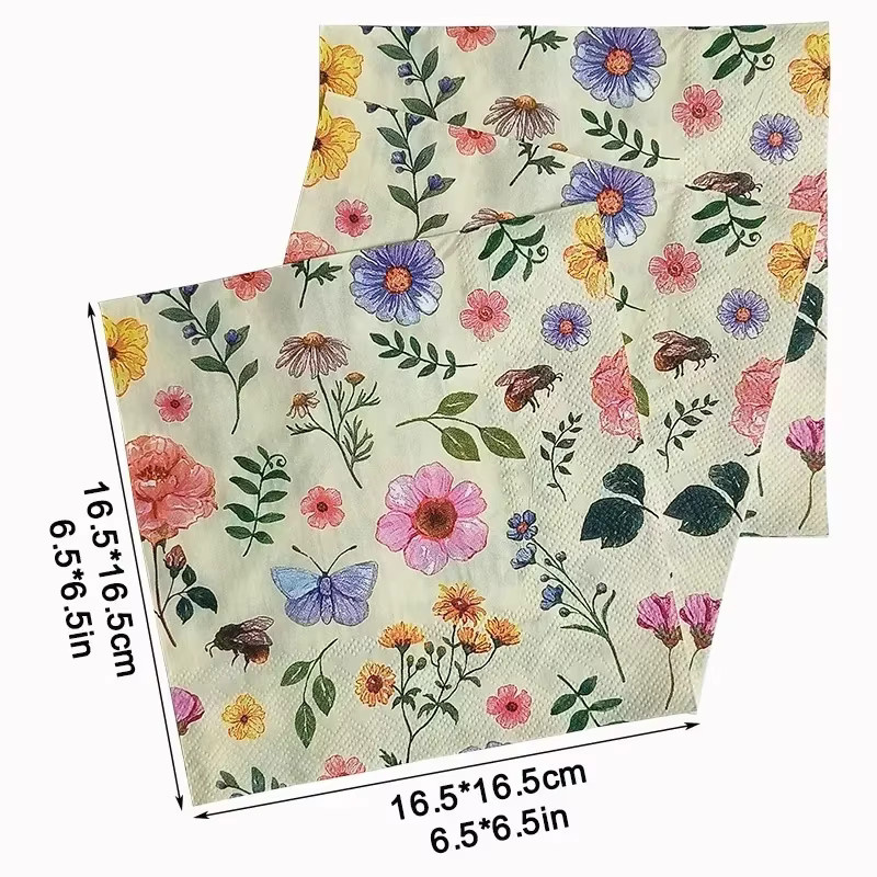 20 Stück GUANYAO bunte Blumenservietten aus Papier für Hochzeit und Valentinstag, 33 cm - Bild 2
