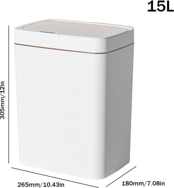 Yiran Furniture Smart Sensor Mülleimer Weiß, 15/18L, berührungslos und wiederaufladbar - Bild 1