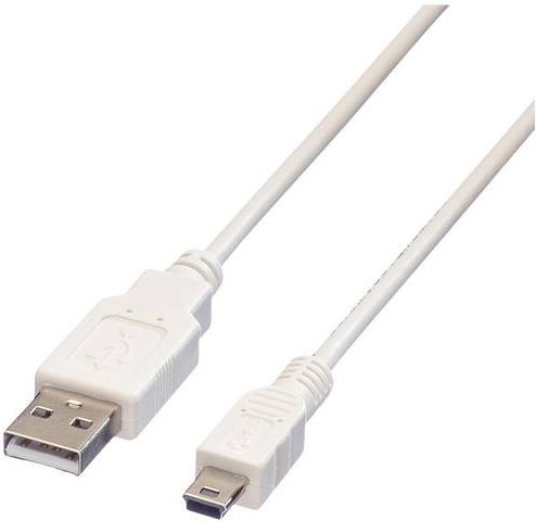 Value USB 2.0 Kabel mit USB-A und USB-Mini-A Stecker in Weiß, Länge: 3,00 m - Bild 1