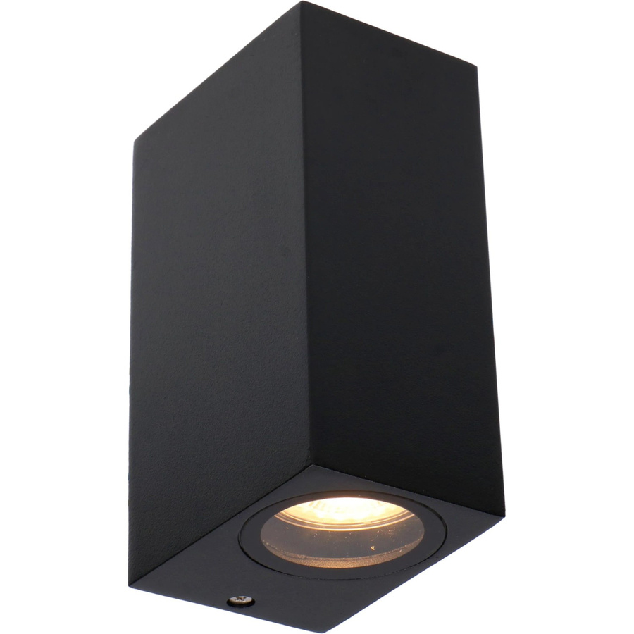 LED's light Eckige Außen-Wandleuchte in Schwarz, 2-flammig mit Up-Down-Lichteffekt aus Aluminium und Glas - Bild 2