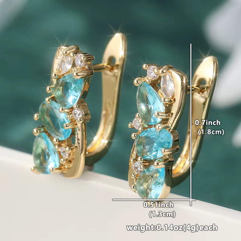 YoYo Hängeohrringe, Gold, blauer Zirkonia, Damen - Bild 3