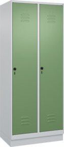 C+P Spind Classic PLUS Garderobenschrank mit Sockel, 2 Abteile, Grau und Grün, H x B x T: 195 x 80 x 50 cm - Bild 1