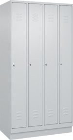 C+P Spind Classic PLUS Garderobenschrank mit Sockel, 4 Abteile, Grau, H x B x T: 195 x 100 x 50 cm - Bild 1