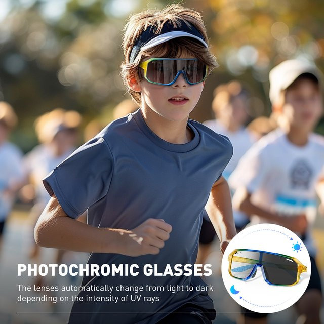 Kapvoe Kinder Sportsonnenbrille, Vollrand, Kunststoff, Multicolour - Bild 1