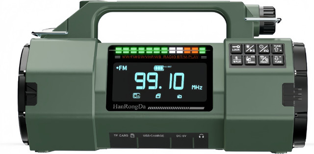 Bytelike Multifunktionsradio Outdoor in Grau mit Solar, Handkurbel, VA-Display, SOS-Alarm und APP-Steuerung (FM/MW/SW/VHF/WB) - Bild 1