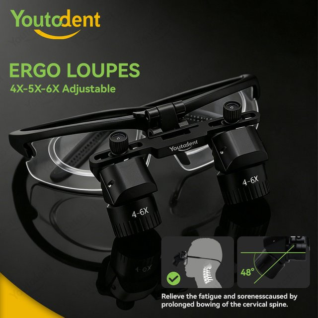 Youtodent Ergo-Lupen Binokular-Vergrößerungsgläser, 4X-6X, Schwarz - Bild 1