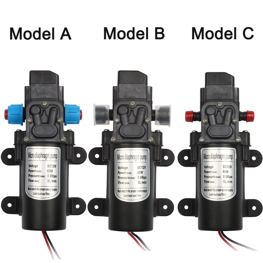 HIMOSKWA Mikro elektrische Membran Wasserpumpe mit Automatikschalter, DC 12V 60W, Hochdruck-Wasserpumpe für Auto-Wasch-Spray, Schwarz, 5l/min, 0,8 MPa - Bild 2