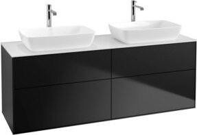 V&B Waschtischunterschrank Finion mit Wandbeleuchtung in Weiß und Schwarz, B/T/H: 160 x 50,1 x 50,1 cm - Bild 1