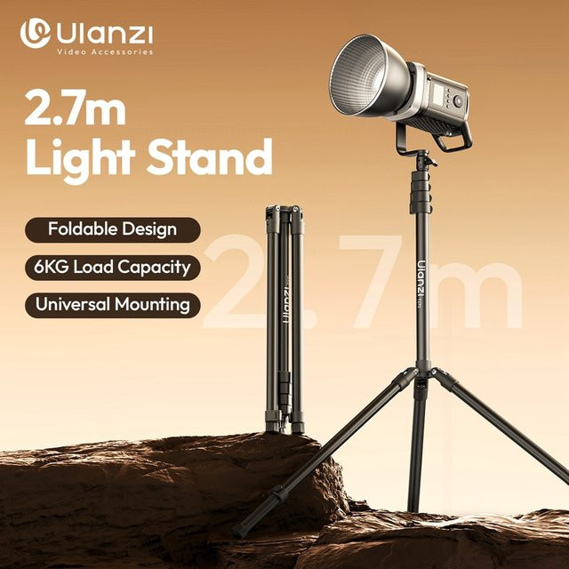 Ulanzi T270 Faltbares Lichtstativ für Kamera und COB LED Softbox in Schwarz mit Universalhalterung und 6 kg Traglast - Bild 1