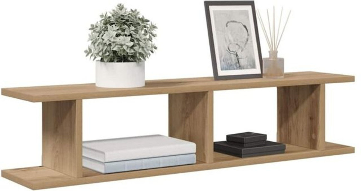 Vidaxl Wandregal Set 2 Stück aus Holzwerkstoff in Eiche Natur Braun B/H/T: 90 x 20 x 18 cm - Bild 1