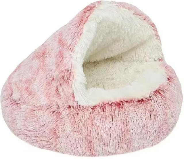 Pet Products My Katzenbett aus ultraweichem Plüsch als warmes Schlafnest in Form einer Höhle für kleine Hunde und Kätzchen, Farbe: Rosa, Durchmesser: 40 cm - Bild 1
