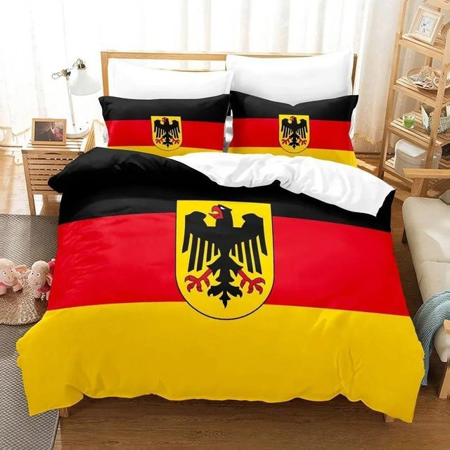 Bettwäscheset Deutschland Flagge mit Bettbezug und Kissenbezug von Binchi Outdoor Product, Mehrfarbig, B/H: 173 x 218 cm - Bild 1