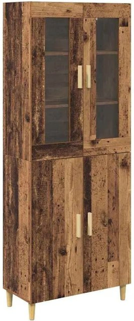 vidaXL Highboard Altholz in Braun aus Engineered Wood und Glas mit Glastüren, B/T/H: 69,5 x 34 x 180 cm - Bild 1