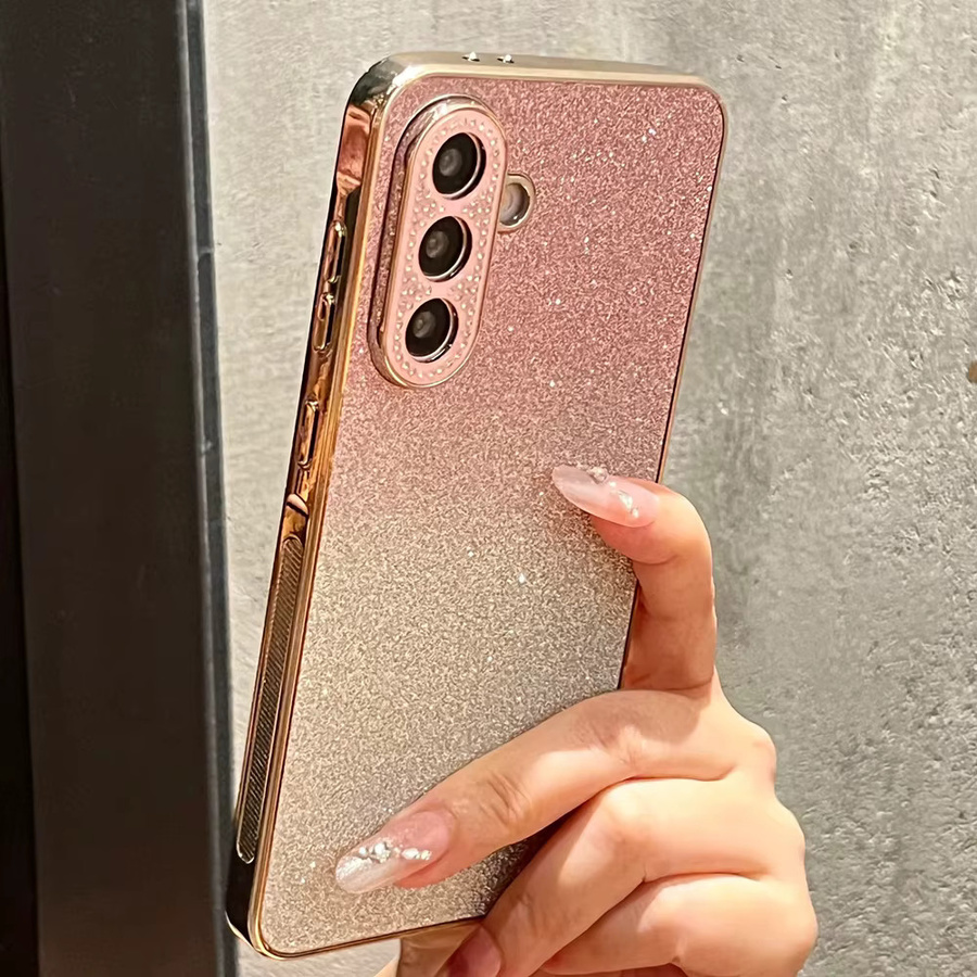 Luxuriöse Glitzer-Farbverlauf-Handyhülle für Samsung in Lila mit Diamant-Linsenschutz - Bild 2