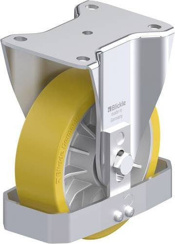 Blickle Stahlblech-Bockrolle 162K-FS in Silber und Gelb mit 160 mm Rad-Durchmesser und 900 kg Tragfähigkeit - Bild 1