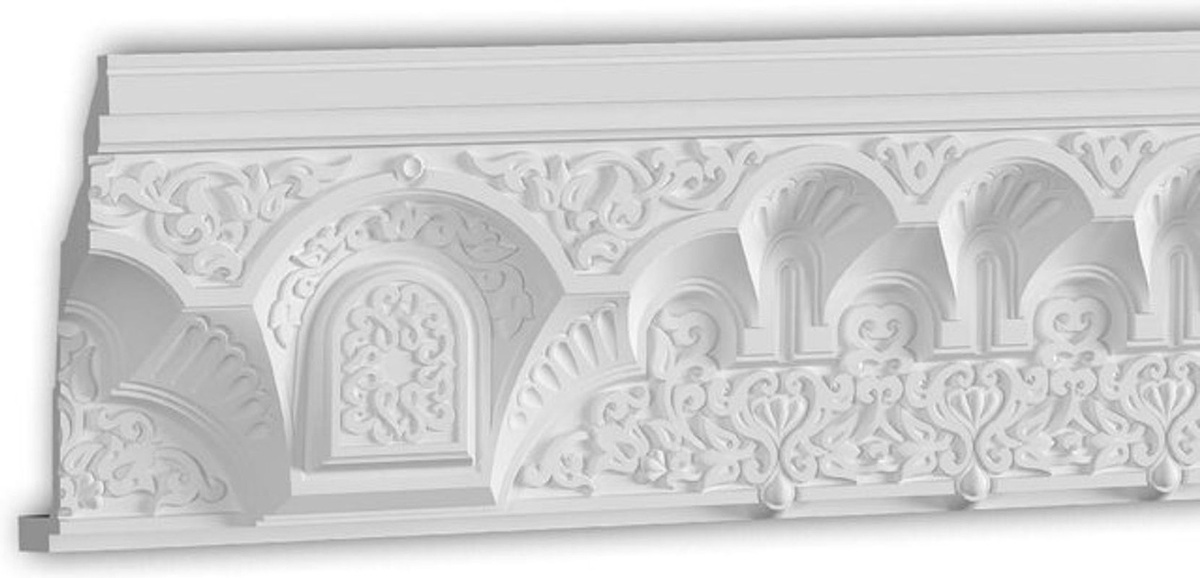 Profhome Decor Eckleiste Stuckleiste in Weiß mit orientalischem Marokkanischem Architekturmuster aus Kunststoff, Länge: 2 m - Bild 1