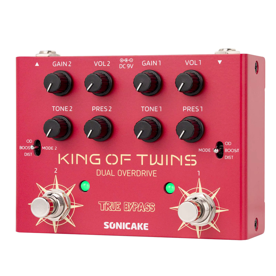 SONICAKE King of Twins QDS-08 Gitarreneffektpedal in Rot mit Overdrive, Boost und Distortion sowie Dual-Channel-Steuerung und True Bypass - Bild 3