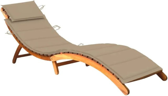 vidaXL Sonnenliege aus Akazie Massivholz in Beige mit verstellbarer Kopfstütze und UV-beständiger Auflage - Bild 1