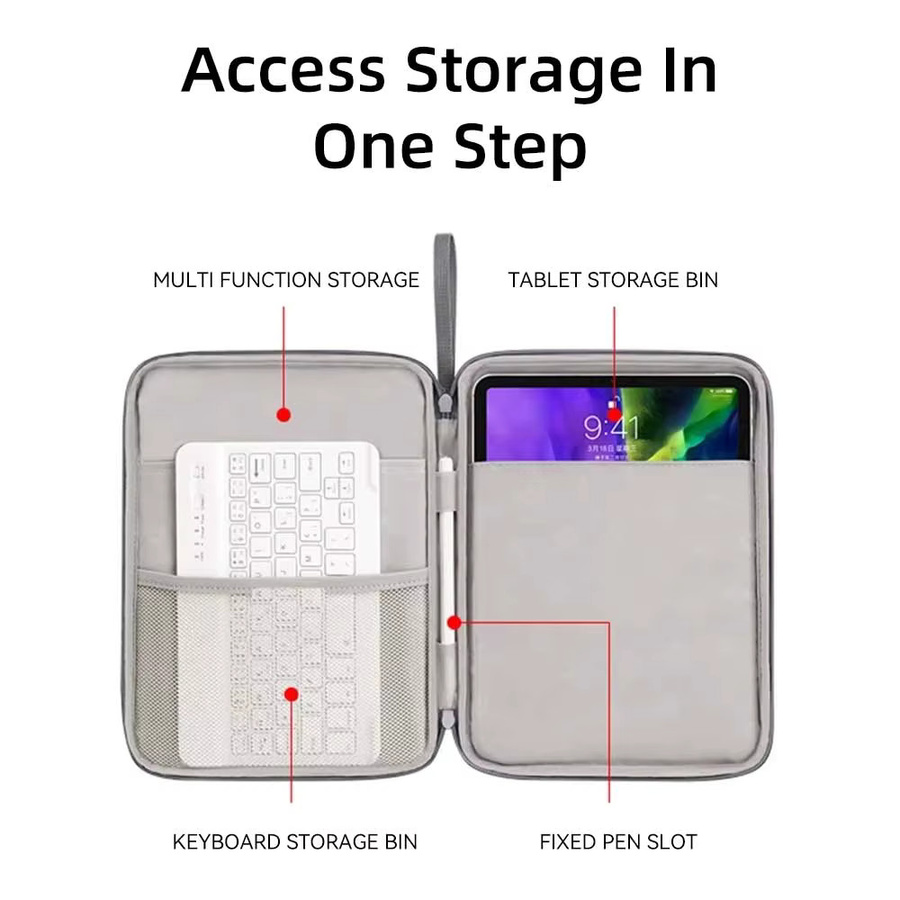 Hansong Tablet-Handtasche für 11 bis 12,9 Zoll, schützende Tragetasche für iPad Air und Pro, Blau oder Grau - Bild 2