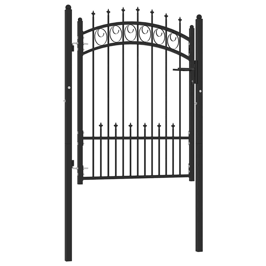 vidaXL Zauntor aus pulverbeschichtetem Stahl mit Spitzen in Schwarz, B: 102 cm, H: 125 cm - Bild 2