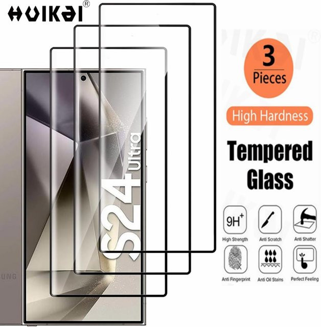 3er-Pack Displayschutzfolie für Samsung Galaxy S24 Ultra S23 Ultra S23 FE S22 S21 A54 A34, transparent, HD gehärtet und kratzfest - Bild 1