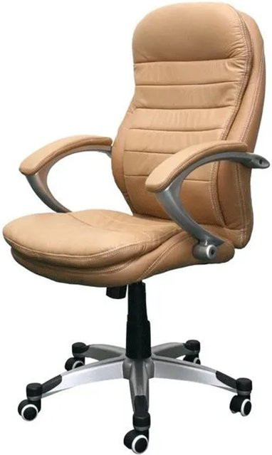 Jet-Line Chef Sessel Rom XXL Bürostuhl aus Echtleder in Beige höhenverstellbar - Bild 1