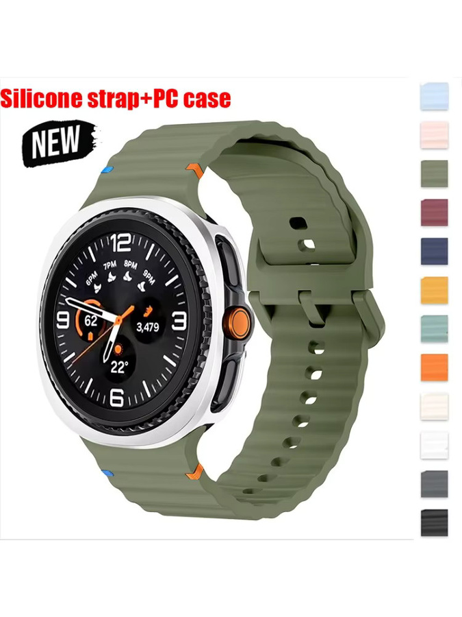 CAOWTAN Uhrenarmband und PC-Hülle für Samsung Galaxy Watch 8 Classic, 46 mm, Silikon, Schwarz - Bild 4