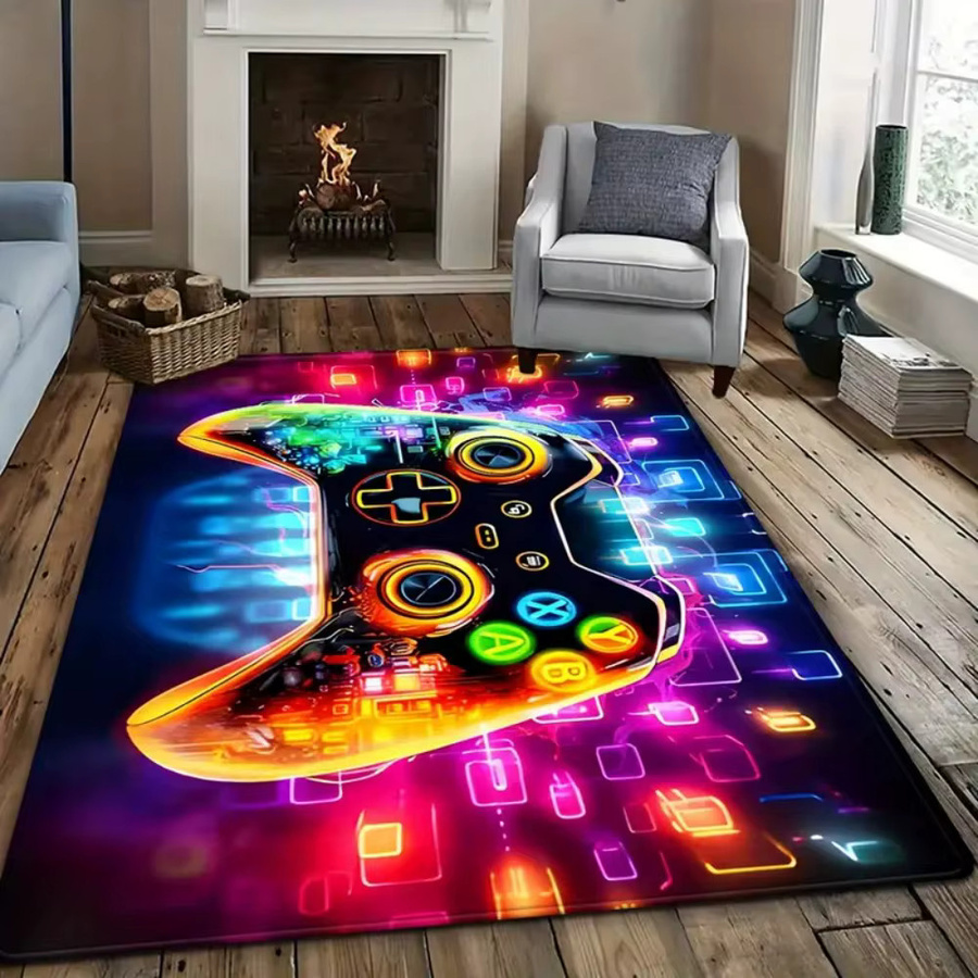 VIKAMA 3D Gamepad-Controller-Teppich in Multicolour, rechteckiger Microfaser-Teppich für Schlafzimmer und Kinderzimmer, Breite: 120 cm, Tiefe: 80 cm - Bild 3