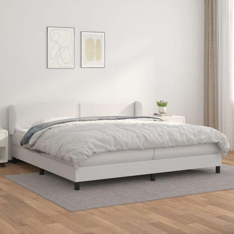 vidaxl Boxspringbett mit Matratze in Weiß aus Kunstleder und Massivholz B/T/H: 200 x 200 x 78 cm - Bild 1