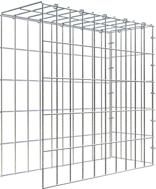 Gabiona C-Ring Anbaukorb Typ 4 in Silbergrau, B/T/H: 50 x 50 x 20 cm, Maschenweite 5 x 10 cm - Bild 1