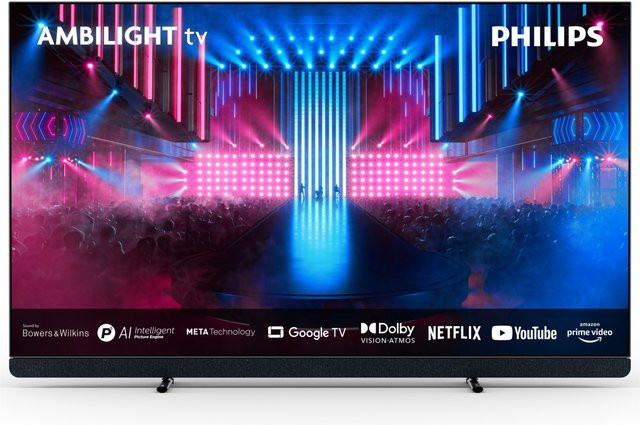 Philips 65OLED909/12 OLED Smart TV in Schwarz mit 164 cm (65 Zoll) Diagonale, 4K Ultra HD, 120 Hz, OLED+, Sprachsteuerung, Bluetooth, Wi-Fi und HDMI - Bild 1