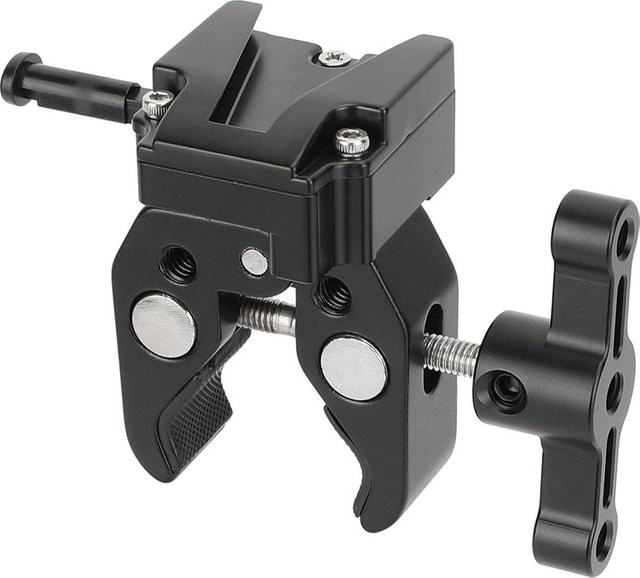 CAMVATE Super Crab Clamp mit V-Lock Mount Quick Release Adapter und 1/4"-20 Montagepunkten für DSLR-Kameras, Schwarz - Bild 1
