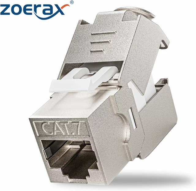 ZoeRax Keystone Jack RJ45 STP Abgeschirmtes Modul für CAT6A CAT7 CAT8 10Gbps in Zinklegierung werkzeugloser Typ - Bild 1