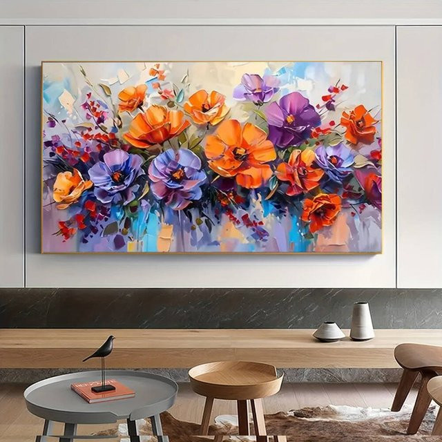 HUACAN Diamantmalerei Blumen Motiv als runde Mosaik-Stickerei in Multicolor, Durchmesser: 40 cm - Bild 1