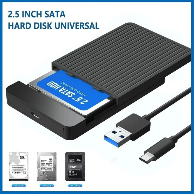 YJMP Electronic 2,5-Zoll-SSD-Gehäuse in Schwarz mit USB-C und USB 3.1 Schnittstelle für SATA HDD und SSD bis zu 6 TB - Bild 1