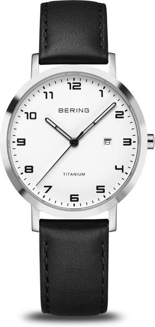 Bering Damenuhr, Quarz, Titan, 34 mm, Leder, Weiß, 5 ATM - Bild 1