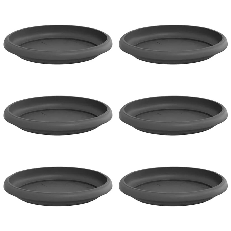 6er Set runde Blumenplatten von vidaXL in Schwarz aus Kunststoff, Durchmesser: 15,5 cm, Höhe: 2 cm - Bild 2