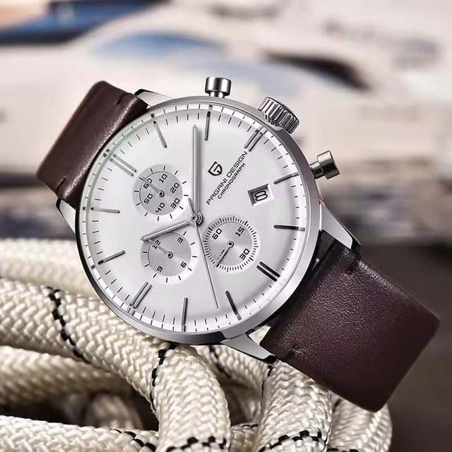PAGANI DESIGN Chronograph, Quarz, Edelstahl, Leder, Herren - Bild 1