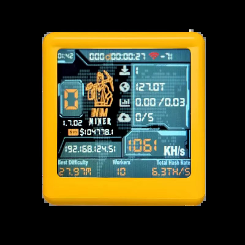 Minerfixes NerdMiner V2 Mini ESP32 Solo Lottery Miner mit Smart Touchscreen und USB-C Anschluss in Pink oder Gelb - Bild 3