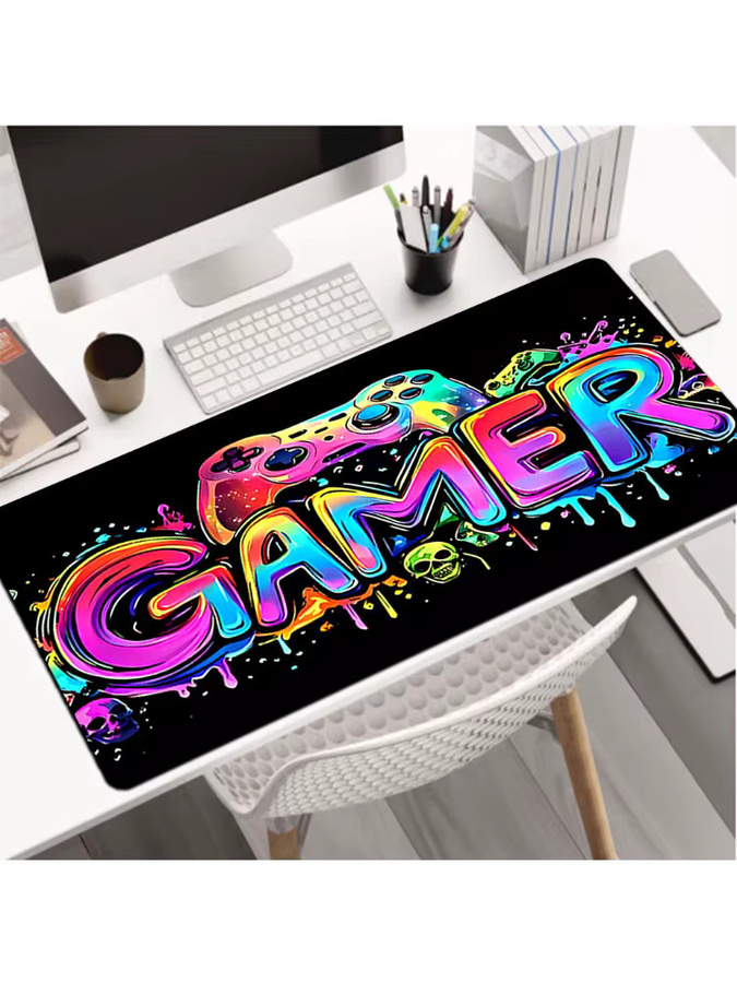 Buntes Gaming Mauspad mit matter Oberfläche für Computer und Tastatur, Schreibtischmatte für Büro und Gaming, Mehrfarbig - Bild 4