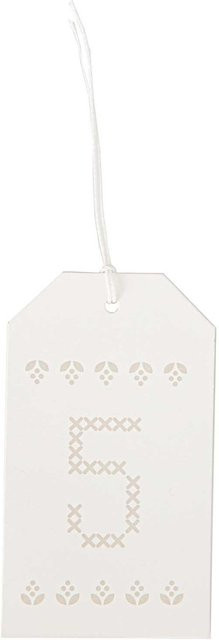 Rico Design Paper Poetry Adventskalender Anhänger in Creme und Beige mit Lettering-Design, 24 Stück - Bild 1