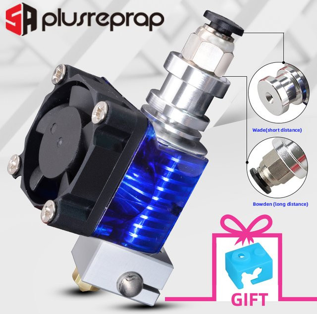 5Aplusreprap V6 J-Head Hotend Set in Silber für 1,75mm und 3mm Filament, inklusive Heizung, Thermistor, Lüfter und Düse für Wade- oder Bowden-Extruder - Bild 1