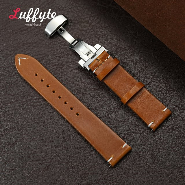 Uhrenarmband Echtleder, Schmetterlingsschnalle, Herren - Bild 1