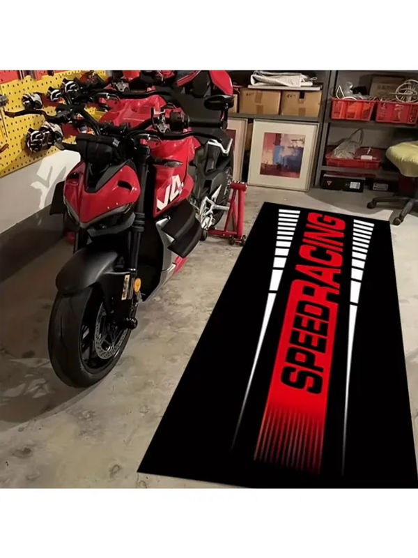 VIKAMA Sport-Dynamik Motorrad-Teppich in Schwarz für Wohnzimmer und Motorrad-Dekoration - Bild 5
