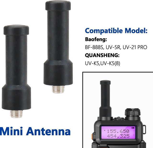 ABBREE 2er Set Mini Ultra Walkie Talkie Antennen 400-470MHz mit SMA-Buchse für Baofeng BF-888S UV-5R UV-21 PRO V2 und Quansheng UV-K5 in Schwarz und Weiß - Bild 1
