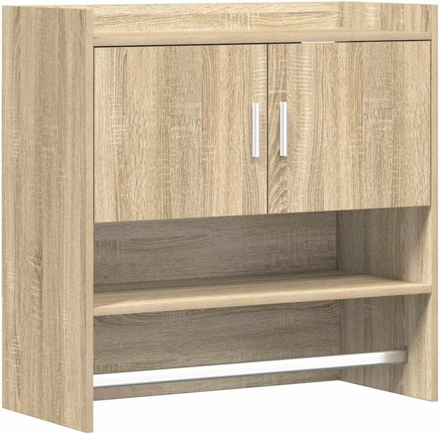 vidaXL Wandregal Sonoma-Eiche modern mit Rückwand und Kleiderstange, B/H/T: 80 x 80 x 36 cm - Bild 1