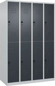 C+P Doppelstock-Spind Classic PLUS mit 4 Abteilen, Grau und Anthrazit, B/T/H: 120 x 50 x 185 cm - Bild 1