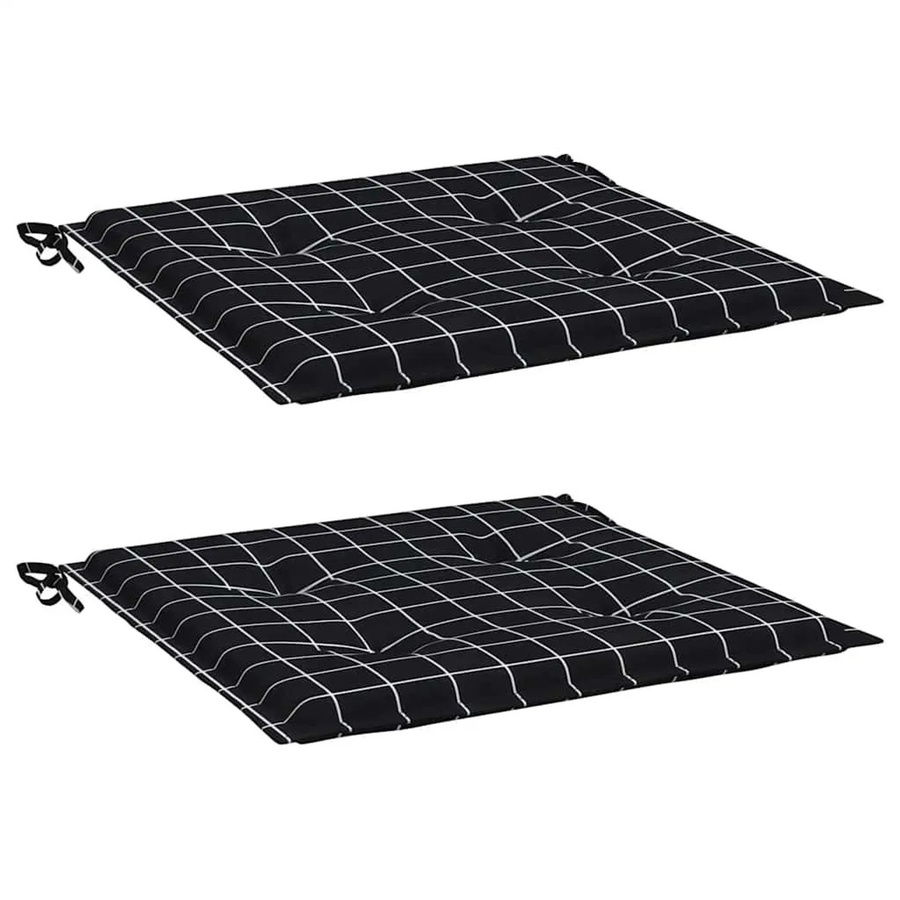 vidaXL Gartenstuhl-Kissen Set aus 2 Stück in Schwarz-Weiß mit Karomuster, B/B/H: 40 x 40 x 4 cm, wasserabweisend und atmungsaktiv aus Polyester - Bild 2
