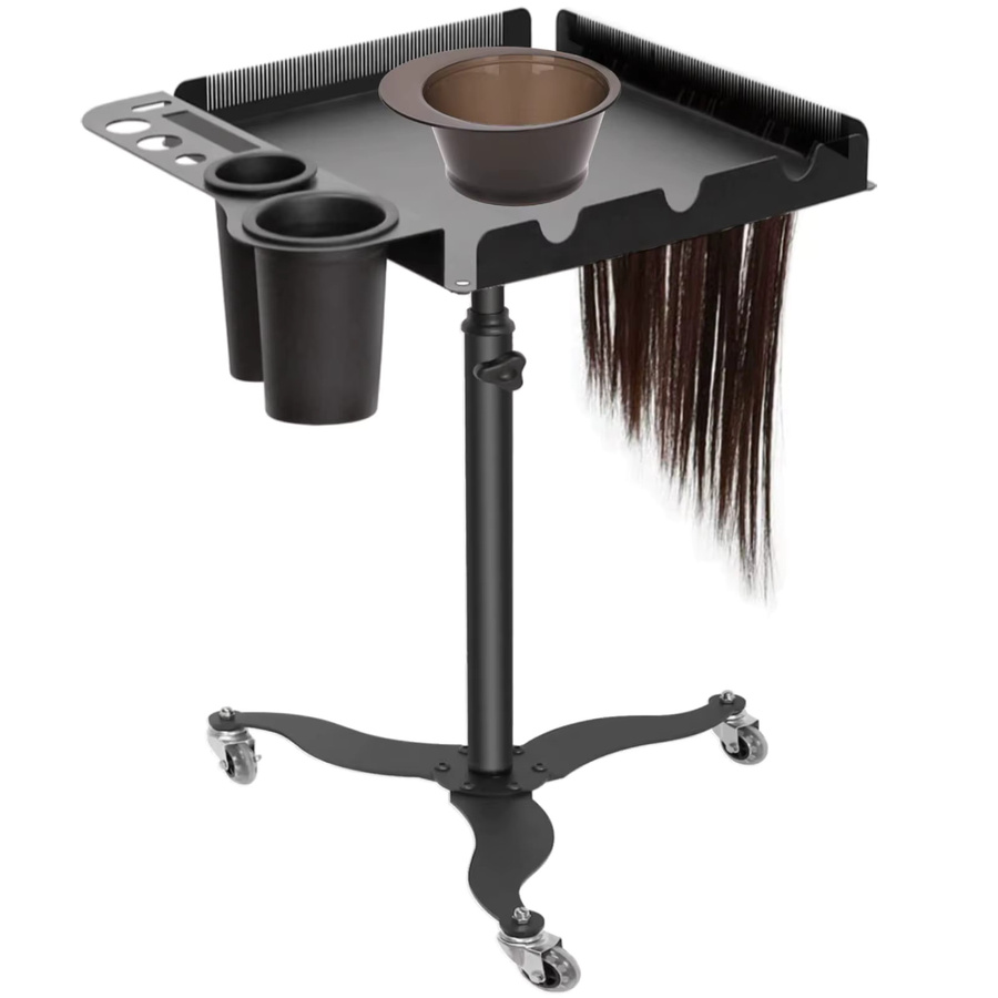 Multifunktions-Friseur-Rollwagen aus Metall in Schwarz mit Halter und Separator für Styling-Werkzeuge - Bild 5